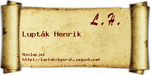 Lupták Henrik névjegykártya